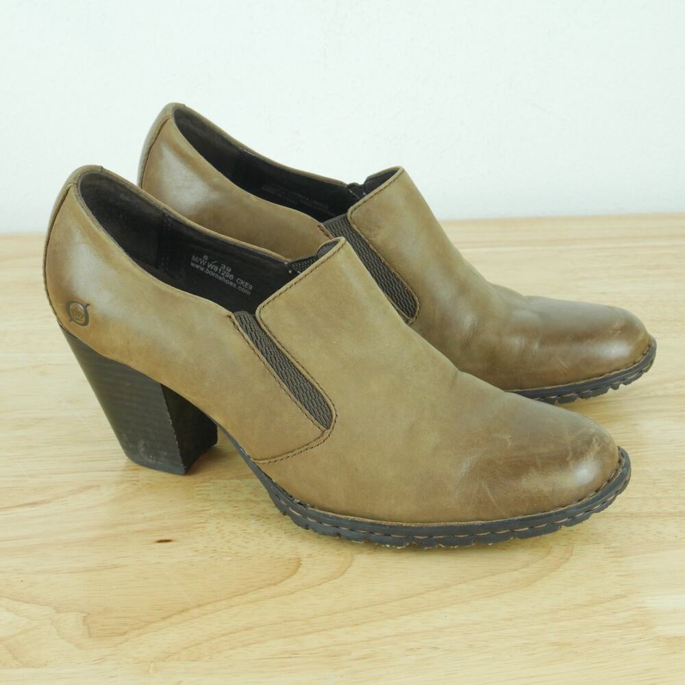 Born Size 8 Ankle Bootie Heeled Western Gertrude Granola Girl Boho Brown Leather